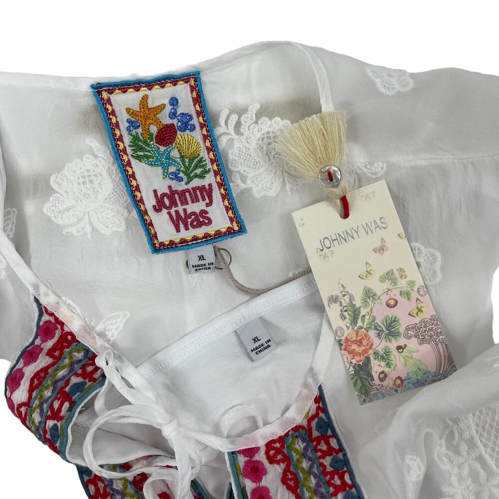 Johnny Was Kit Tunic Dress Lace Embroidery Eyelet White Size XL - Picture 11 of 12